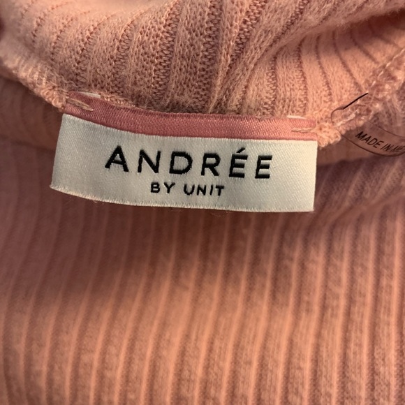 ANDREE BY UNIT Pink Cowl Neck Ribbed Sweater Large - Picture 2 of 4